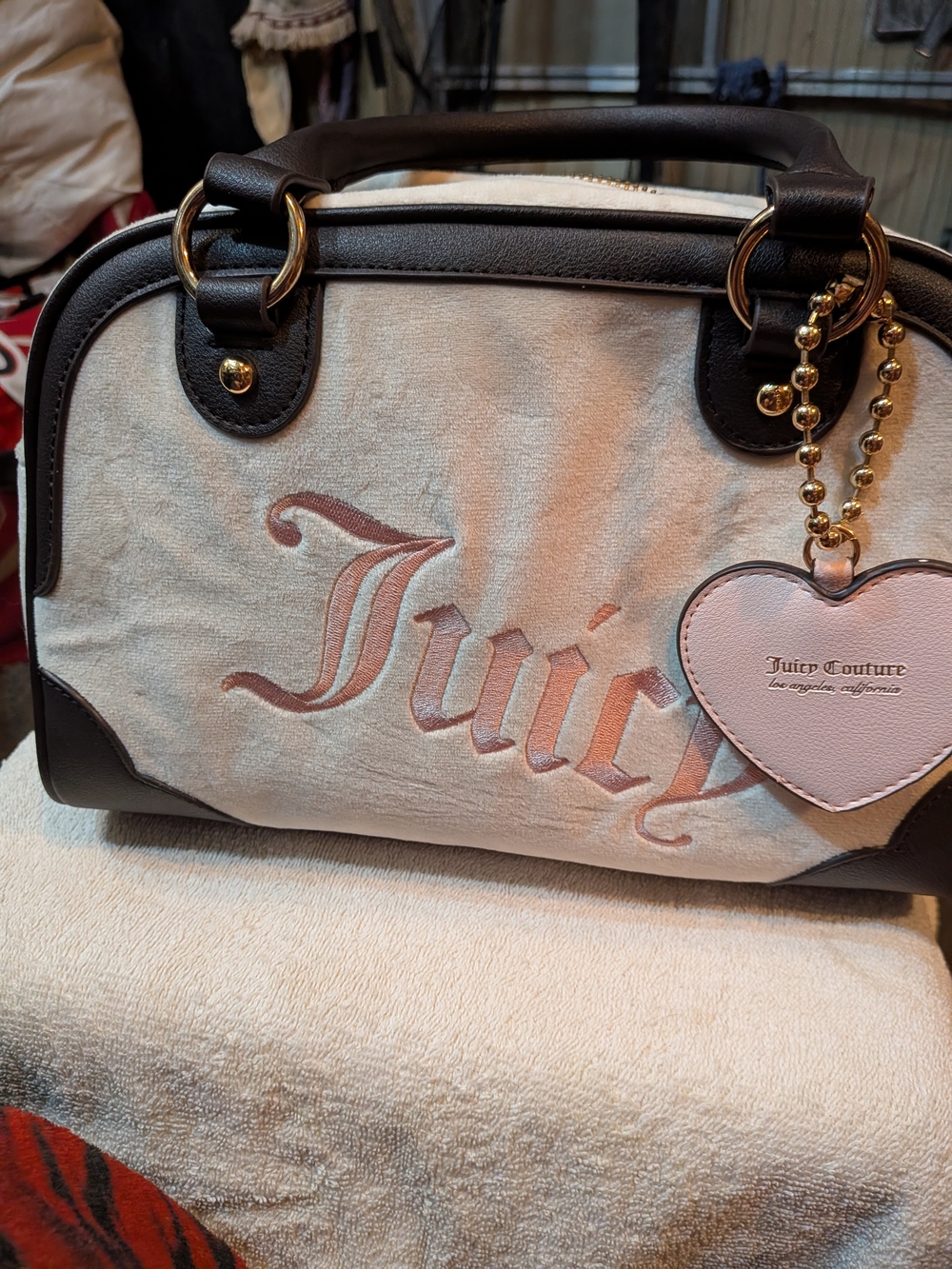 Juicy Couture Pink Heart Charm Satchel Bag